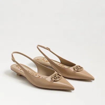 Sam Edelman Aggie Slingback Flat Sienna Tan Patent Leather In Beige