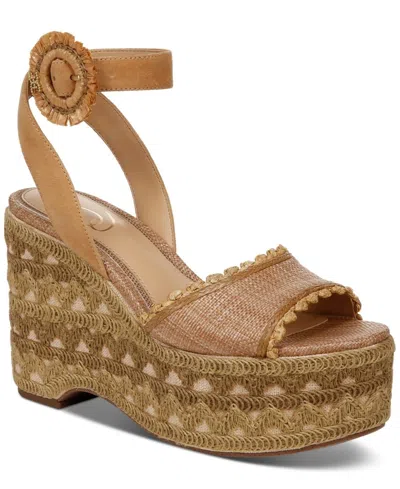 Sam Edelman Amber Sandals Women's Brown Ankle Strap Wedge Heel Htat1021