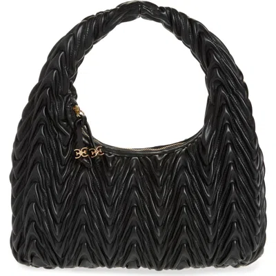 Sam Edelman Ari Quilted Leather Hobo Bag In Black