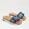 SAM EDELMAN SAM EDELMAN ARIANE FRAY SLIDE SANDAL BLUE MULTI DENIM