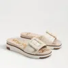 Sam Edelman Ariane I4142m1 Sandals Womens 10 Platinum Beaded Slip-on Gbnc676