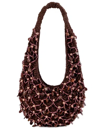 Sam Edelman Ariel Knit Medium Hobo Handbag In Burgundy