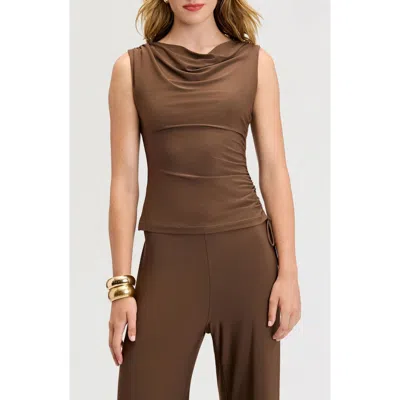 Sam Edelman Asymmetric Ruched Matte Jersey Top In Brown