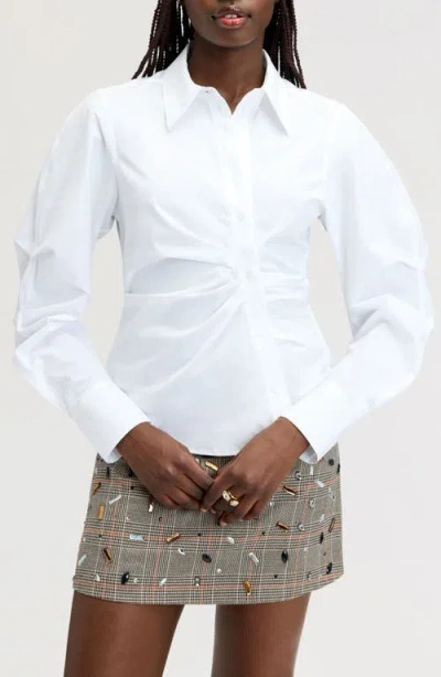 Sam Edelman Asymmetrical Button Down Shirt In Bright White