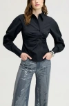 Sam Edelman Asymmetrical Button Down Shirt In True Black