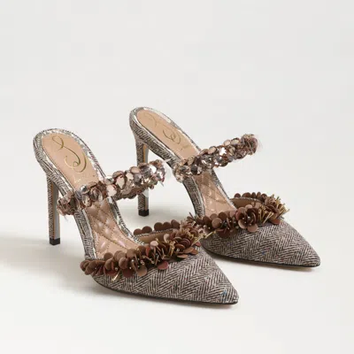 Sam Edelman Athena Pointed Toe Mule Pump Brown Multi Fabric