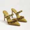 Sam Edelman Athena Pointed Toe Mule Pump Dark Pear Satin In Green