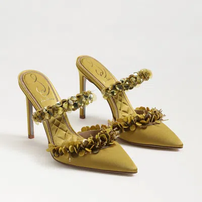 Sam Edelman Athena Pointed Toe Mule Pump Dark Pear Satin In Green
