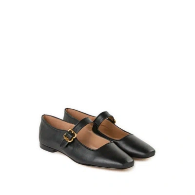 Sam Edelman Womens Black Michaela Square-toe Leather Ballet Flats