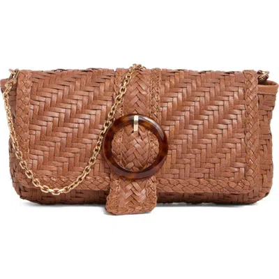 Sam Edelman Bailee Woven Leather Clutch In Caramel