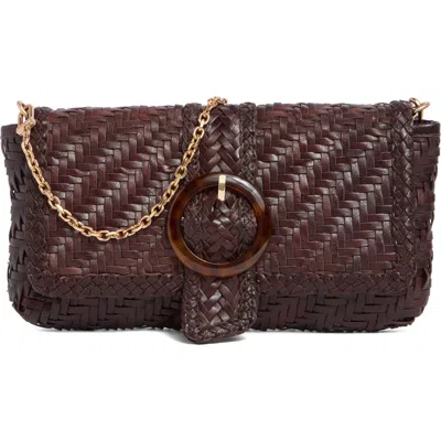 Sam Edelman Bailee Woven Leather Clutch In Dark Brown
