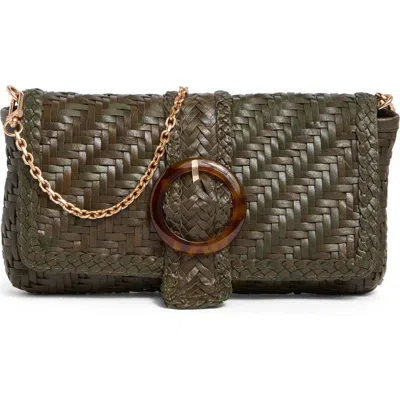Sam Edelman Bailee Woven Leather Clutch In Olive