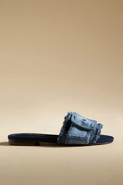 Sam Edelman Bambi Fray Slide Sandal Blue Multi Twill