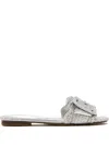 Sam Edelman Bambi Buckle-embellished Woven Sandals In Gray