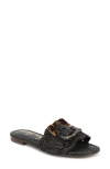 Sam Edelman Bambi Raffia Buckle Slide Sandal In Black