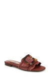 Sam Edelman Bambi Raffia Buckle Slide Sandal In Warm Sienna