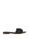 Sam Edelman Bambi Raffia Buckle Slide Sandal In Black