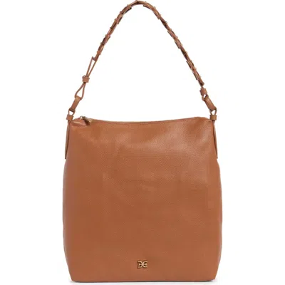 Sam Edelman Bay Chain Link Pebbled Leather Hobo Bag In Brown