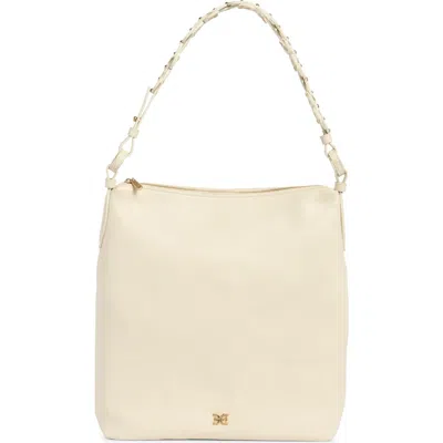 Sam Edelman Bay Chain Link Pebbled Leather Hobo Bag In White