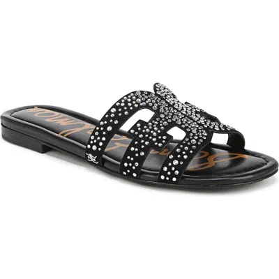 Sam Edelman Bay Gem Slide Sandal In Black Leather