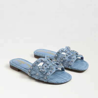 Sam Edelman Bay Jewel Slide Sandal Light Blue Denim