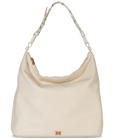 Sam Edelman Bay Large Leather Chainlink Hobo In Cream