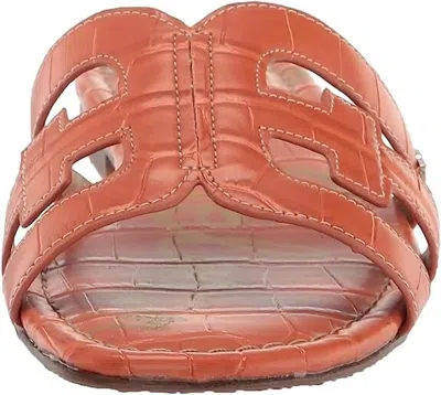 Sam Edelman Bay Slide Mule Open-toe Slip-on Leather Wide Sandals In Sunset Orange In Multi