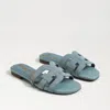 Sam Edelman Bay Slide Sandal Coastal Blue Suede In Blue