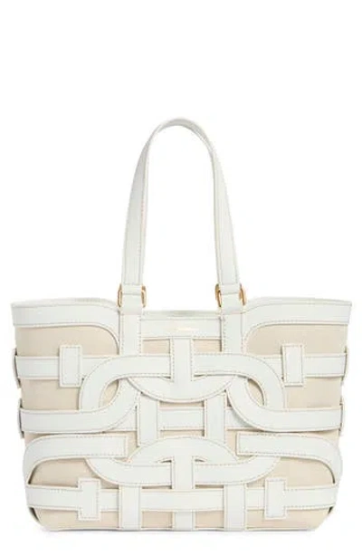 Sam Edelman Bay Small Dye Cut Leather Tote Bag In White