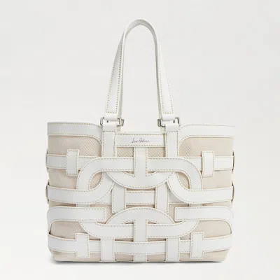 Sam Edelman Bay Small Dye Cut Tote Eggshell Leather In White