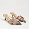 Sam Edelman Bella Kitten Heel Mule Summer Rose Multi Satin In Multi