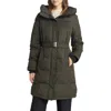 Sam Edelman Belted Longline Puffer Jacket In Loden