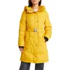 Sam Edelman Belted Longline Puffer Jacket In Yellow