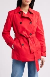 Sam Edelman Belted Trench Coat In Poppy Red