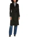 Sam Edelman Belted Wrap Wool-blend Coat In Black