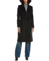 Sam Edelman Belted Wrap Wool-blend Coat In Blue