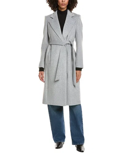Sam Edelman Belted Wrap Wool-blend Coat In Gray