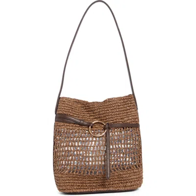Sam Edelman Bexy Raffia Bucket Bag In Brown