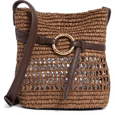 Sam Edelman Bexy Raffia Woven Crossbody Bag In Brown