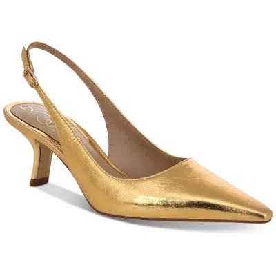 Sam Edelman Bianca Sling Womens Adjustable Faux Leather Slingback Heels In Gold