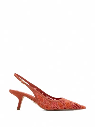 Sam Edelman Bianka Embroidered Mesh Slingback Pumps In Red