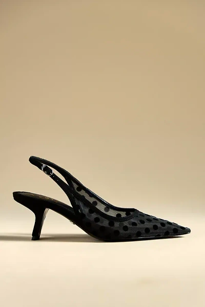 Sam Edelman Bianka Mesh Dot Slingback Heels In Black