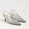 Sam Edelman Bianka Womens Mesh Kitten Heel Slingback Heels In Silver