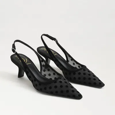 SAM EDELMAN SAM EDELMAN BIANKA POLKA DOT MESH SLINGBACK PUMP BLACK MESH