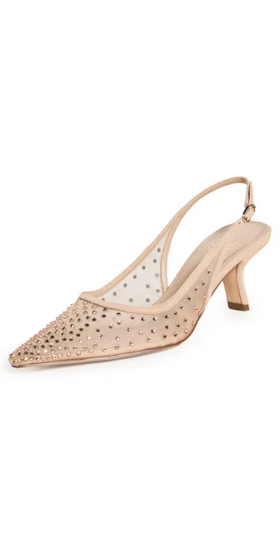 SAM EDELMAN BIANKA MESH SLINGBACK PUMPS TAN