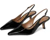 Sam Edelman Bianka Pump Women's Black Patent Kitten Heel Slingback Ver588 In Black