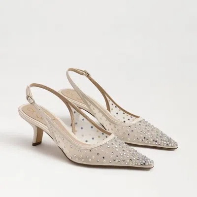 Sam Edelman Bianka Pump Womens Ivory Crystal Pointed Toe Slingback Htat1019 In Animal Print