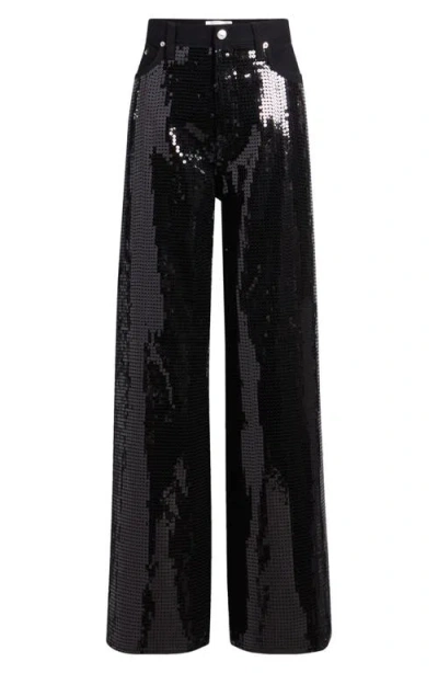 Sam Edelman Bianka Sequin High Waist Wide Leg Jeans In Glitzy