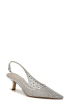 Sam Edelman Bianka Womens Mesh Kitten Heel Slingback Heels In Soft Silver