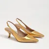 Sam Edelman Bianca Sling Womens Adjustable Faux Leather Slingback Heels In Gold